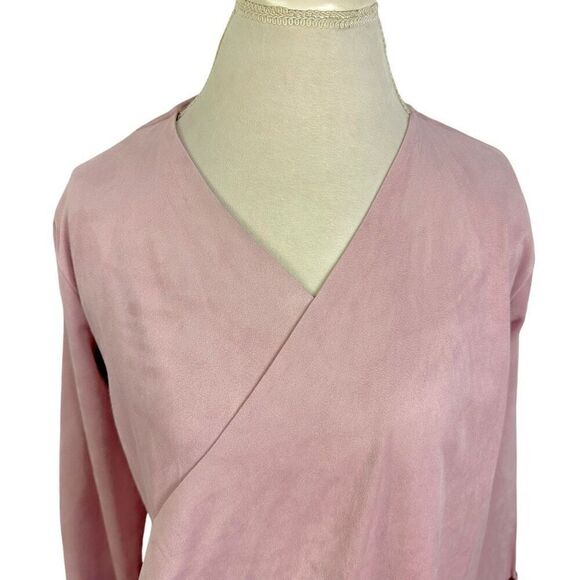 Soft Surroundings Blush Pink Micro Suede Cardigan Drape Open Front Size M - Picture 2 of 12
